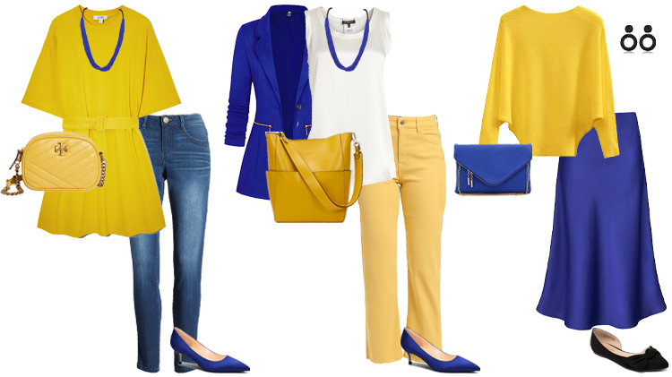 Blue and yellow outfits | 40plusstyle.com