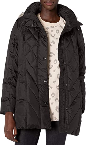 LONDON FOG Diamond Quilted Down Coat | 40plusstyle.com