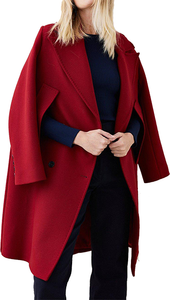 Karen Millen Italian Virgin Wool Double Breasted Cape Over Coat | 40plusstyle.com