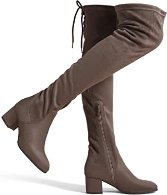 DREAM PAIRS Thigh High Chunky Heel Boots  | 40plusstyle.com