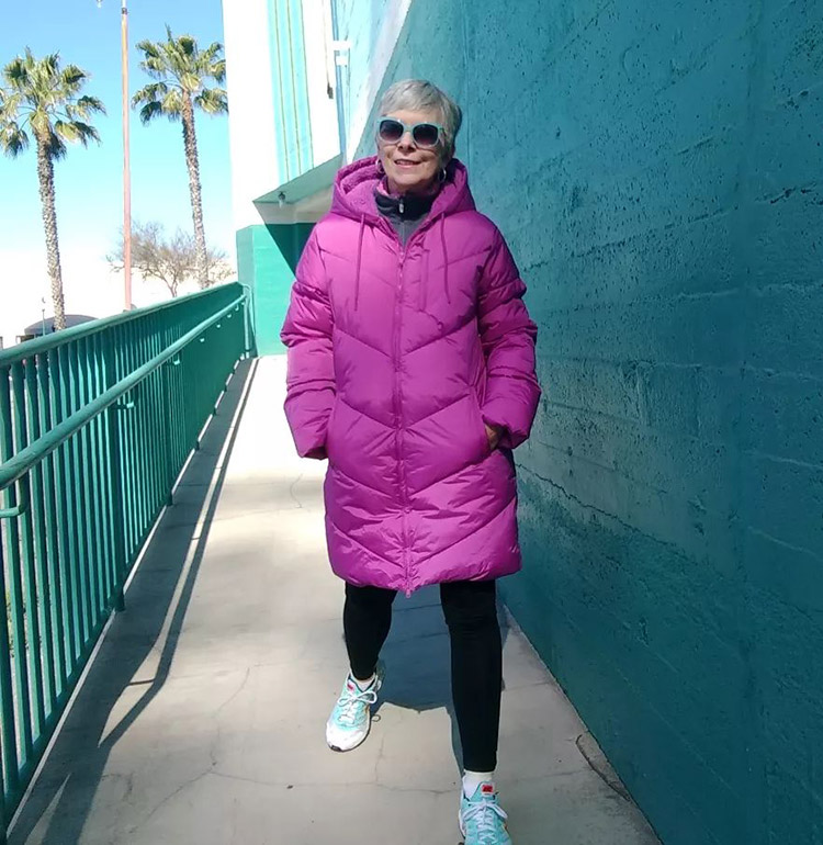 Best winter coats for women - Eileen in a pink coat | 40plusstyle.com
