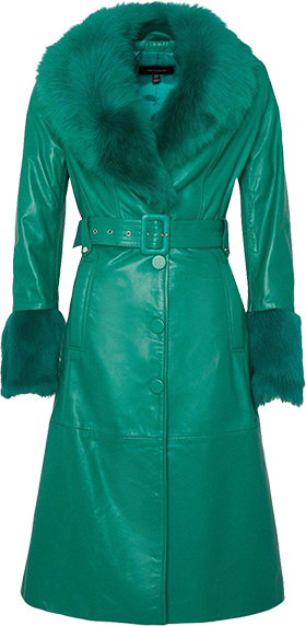 Best winter coats for women - Karen Millen lShearling Cuff & Collar Leather Coat | 40plusstyle.com