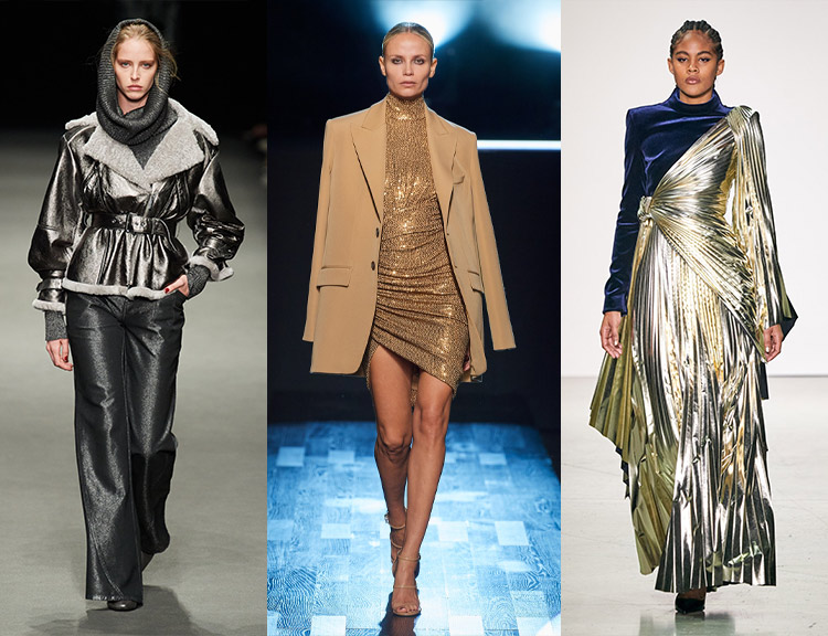 Runway outfits for color trends for FW - metallics | 40plusstyle.com