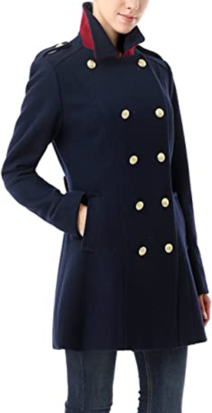 BGSD Victoria Wool Blend Fitted Military Melton Coat | 40plusstyle.com