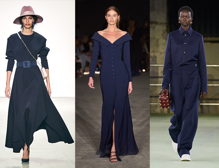 Runway outfits for color trends for FW - navy | 40plusstyle.com