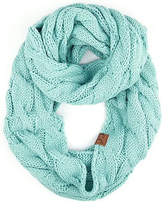 C.C Cable Knit Soft Infinity Scarf | 40plusstyle.com