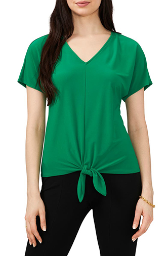 Chaus V-Neck Tie Front Top | 40plusstyle.com