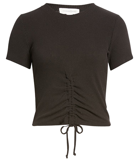 Treasure & Bond Cinch Tie Front T-Shirt | 40plusstyle.com