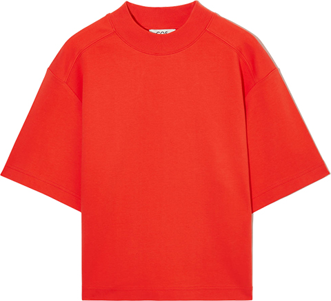 COS Boxy-Fit Mock Neck T-Shirt | 40plusstyle.com