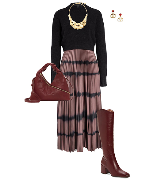 Fall outfit: Two-piece dress and high boots | 40plusstyle.com