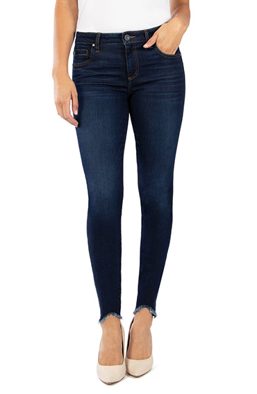 KUT from the Kloth Donna Curved Hem Ankle Skinny Jeans | 40plusstyle.com