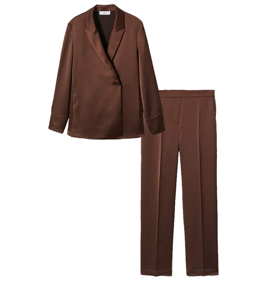 Mango satin blazer and trousers | 40plusstyle.com
