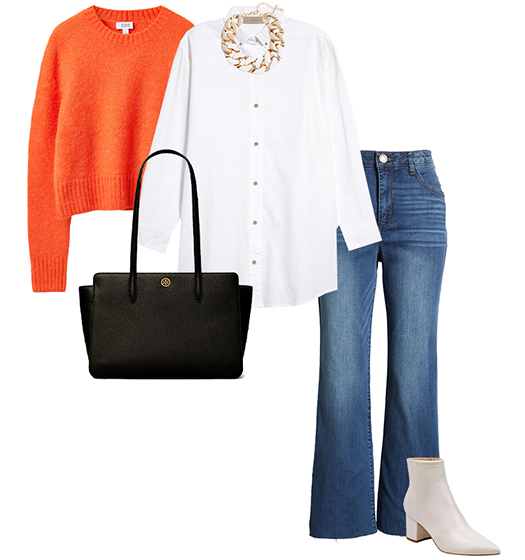orange sweater outfit | 40plusstyle.com