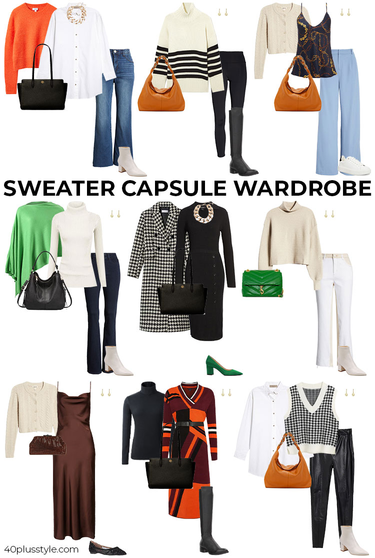 A capsule wardrobe of sweaters to wear in fall and winter | 40plusstyle.com