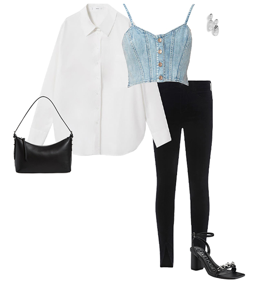 Denim vest and white shirt outfit | 40plusstyle.com