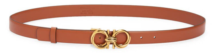 Salvatore Ferragamo Double Gancio Calfskin Leather Belt | 40plusstyle.com