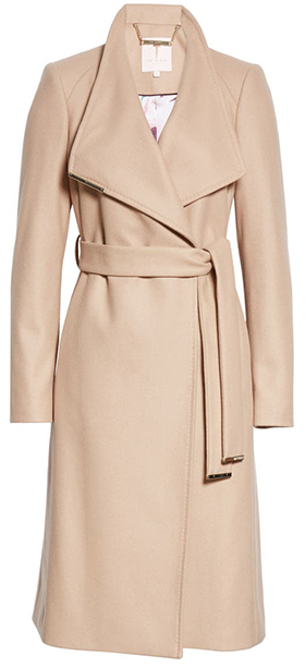 Ted Baker London Rose Wool & Cashmere Blend Wrap Coat | 40plusstyle.com