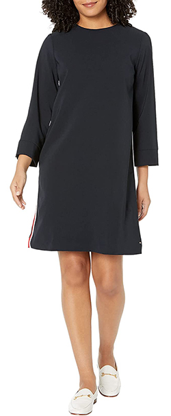Adaptive clothing for women - Tommy Hilfiger Adaptive Logo Stripe Shift Dress | 40plusstyle.com