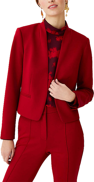 Formal dress cover up - Ann Taylor The Cropped Cutaway Blazer In Double Knit | 40plusstyle.com