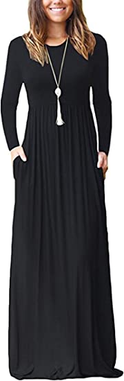 AUSELILY Long Sleeve Maxi Dress | 40plusstyle.com