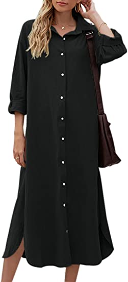 Sopliagon Cotton and Linen Shirt Dress | 40plusstyle.com