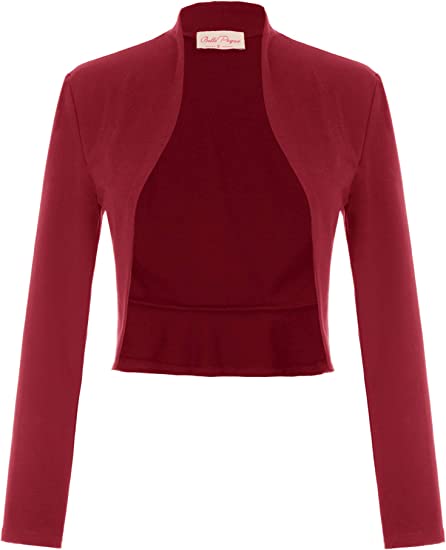 Formal dress cover up - Belle Poque Cropped Open Front Bolero Cardigan | 40plusstyle.com