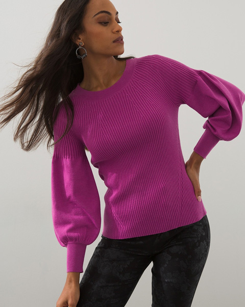 Black Friday sales - Rib Knit Blouse Sleeve Pullover | 40plusstyle.com
