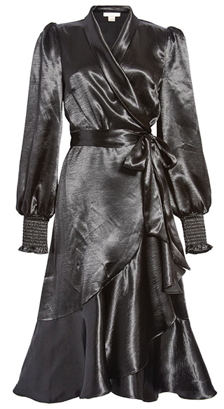 Rachel Parcell Long Sleeve Hammered Satin Wrap Dress | 40plusstyle.com
