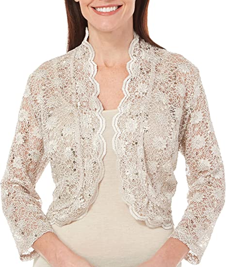 R&M Richards Laced Sequinned Shrug | 40plusstyle.com