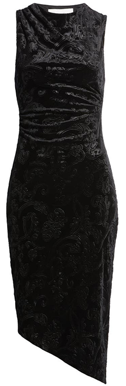 Charles Henry Ruched Velvet Midi Dress | 40plusstyle.com