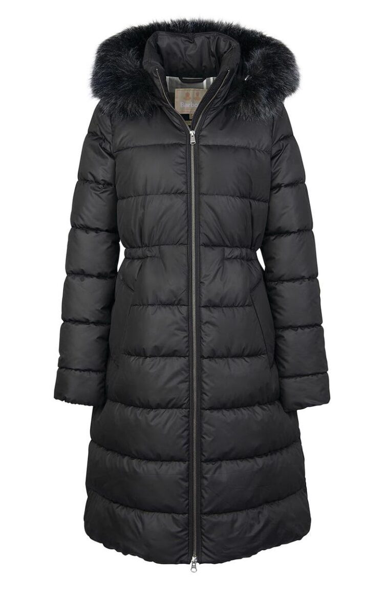 Warmest winter coats for women - Barbour Francesca Quilted Hooded Puffer Coat with Faux Fur Trim | 40plusstyle.com