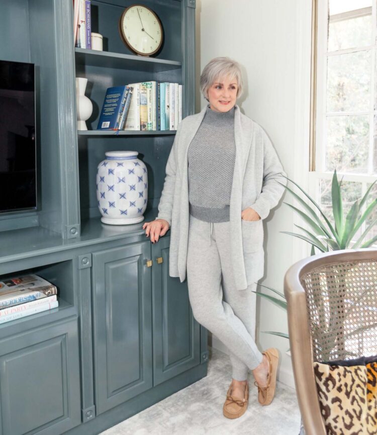 Beth wears a gray loungewear set | 40plusstyle.com