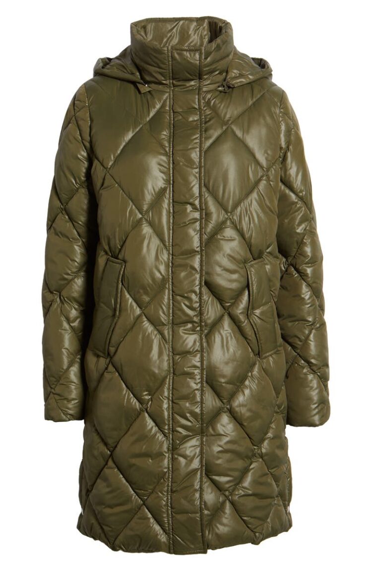 Sam Edelman Longline Hooded Quilted Puffer Jacket | 40plusstyle.com