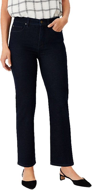 Ann Taylor Sculpting Pocket High Rise Straight Jeans | 40plusstyle.com