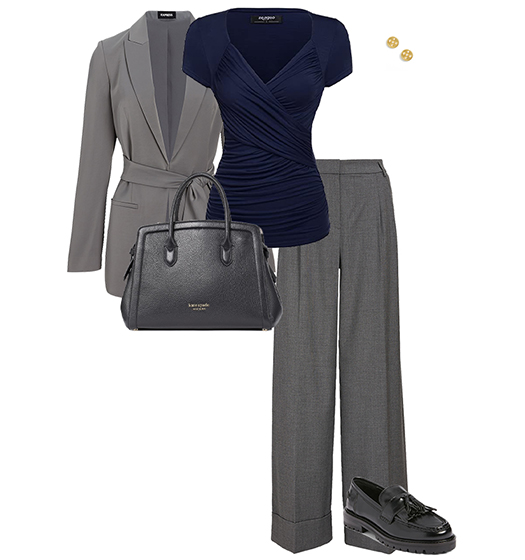 Gray and black work outfit | 40plusstyle.com