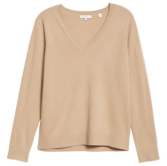 Wardrobe essentials - Vince Weekend V-Neck Cashmere Sweater | 40plusstyle.com