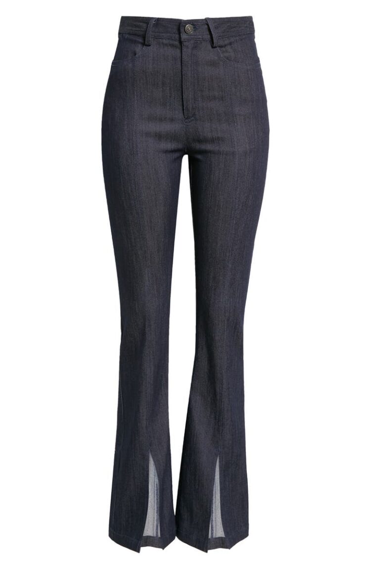 Cinq à Sept Расклешенные джинсы Shanis с высокой талией и разрезом по краю |  40plusstyle.com
