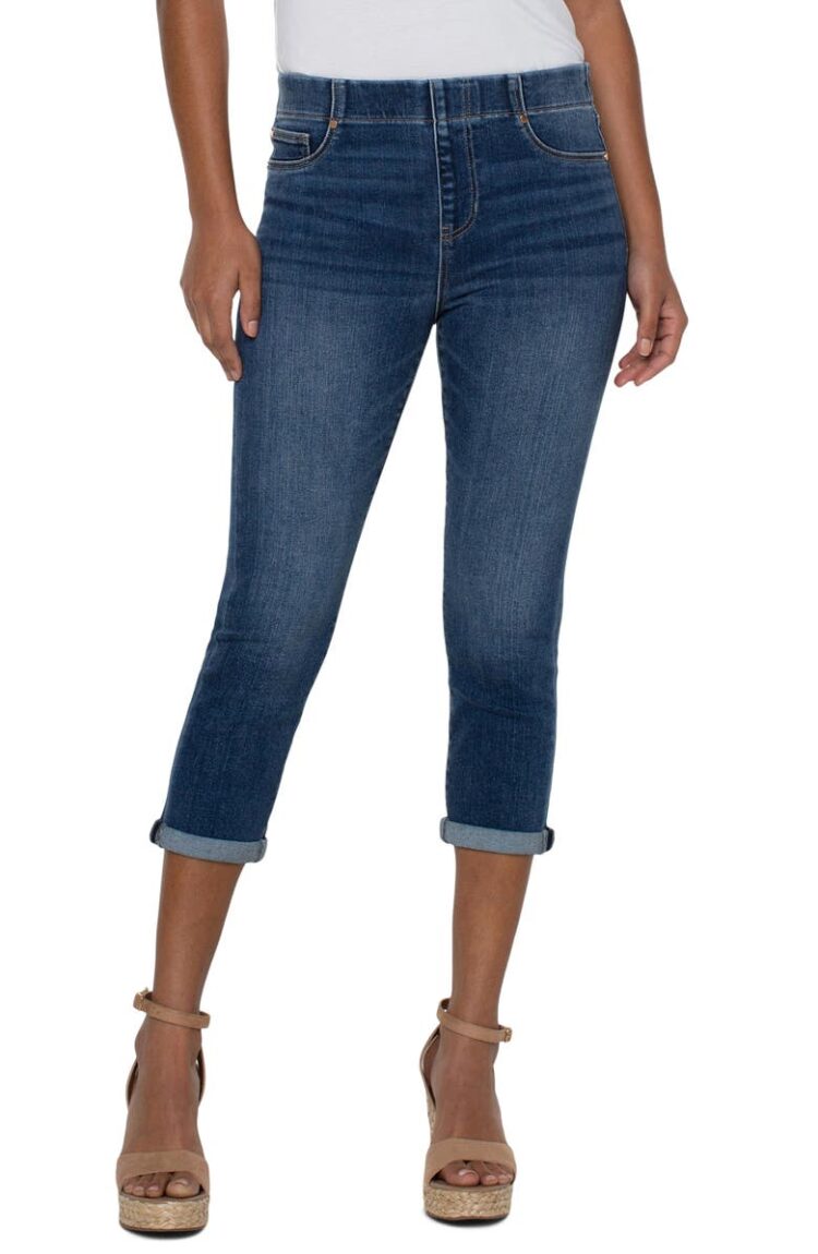 Liverpool Los Angeles Chloe Pull-On Cuffed Capri Skinny Jeans | 40plusstyle.com