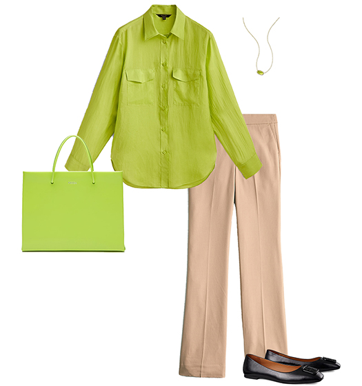 Green and beige work outfit | 40plusstyle.com