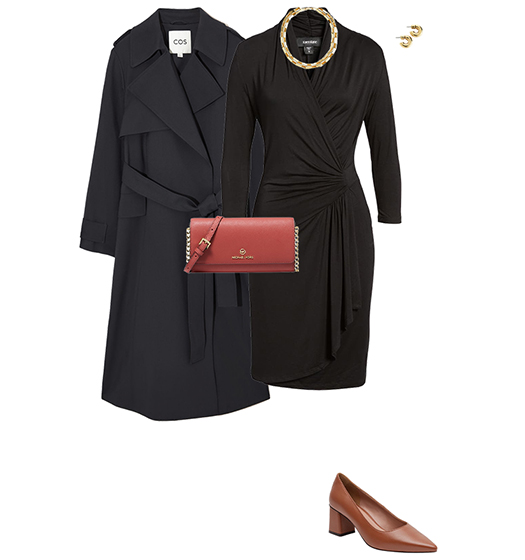 Trench coat, dress and pumps | 40plusstyle.com
