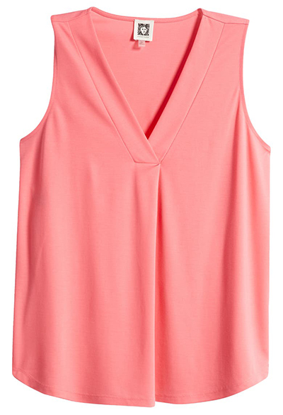 Tops to hide your tummy - Anne Klein Harmony Pleat Neck Tank | 40plusstyle.com