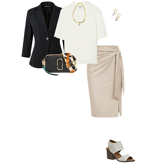 Blazer and pencil skirt outfit | 40plusstyle.com