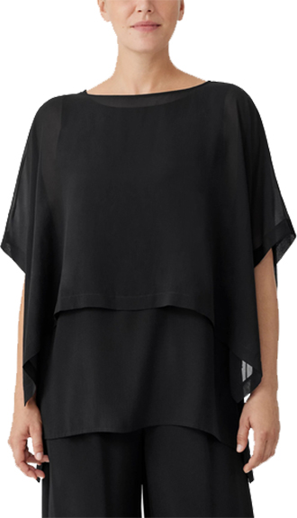 Tops to hide your tummy - Eileen Fisher Sheer Silk Georgette Poncho | 40plusstyle.com