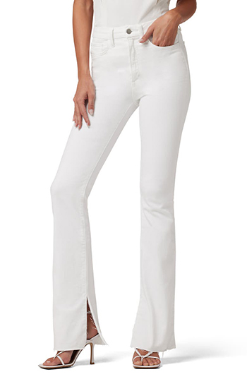 Joe's The Hi Honey High Waist Slit Raw Hem Curvy Bootcut Jeans | 40plusstyle.com