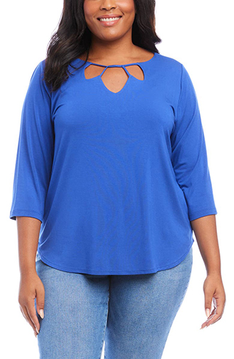 Tops to hide your tummy - Karen Kane Cutout Detail Shirttail Top | 40plusstyle.com