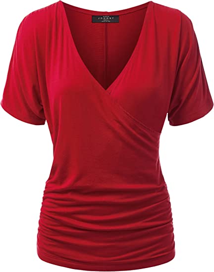 Made By Johnny V-Neck Wrap Front Drape Dolman Top | 40plusstyle.com