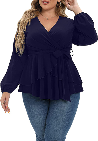 Rubugil Wrap Peplum Top | 40plusstyle.com