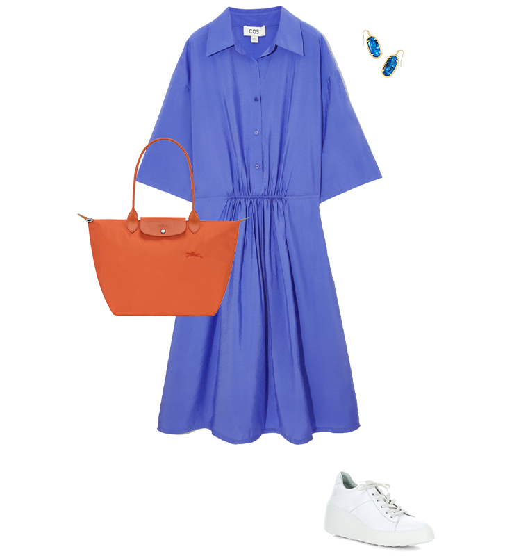 Blue and orange outfit | 40plusstyle.com