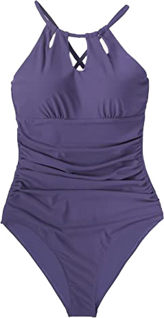 CUPSHE High Neck Tummy Control Swimwear Bathing Suit | 40plusstyle.com