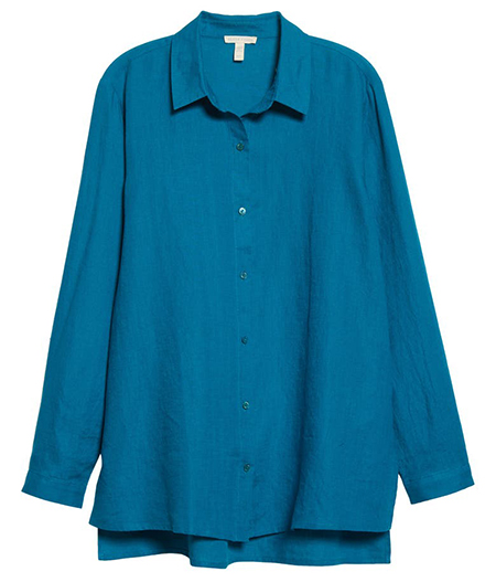 Eileen Fisher Classic Collar Easy Linen Button-Up Shirt | 40plusstyle.com